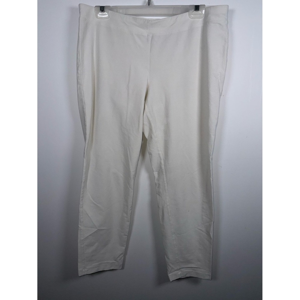 EILEEN FISHER | White Washable Stretch Crepe Slim Ankle Pant Size L
